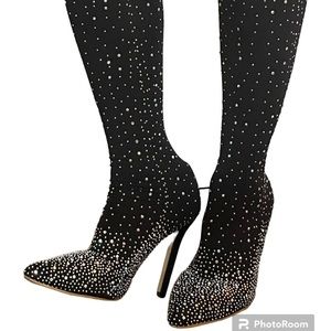 Stretch Rhinestone encrusted Thigh Hi Boots size 40